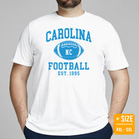 Carolina Est.1995 T-Shirt - Football Fanatic Vintage Graphic Shirt: Retro Style, Ideal Gifts for Football Fans - Game Day Shirt - White, Plus Size