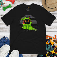 Cat Clothes & Attire - Funny Alligator Costume T-Shirt - Black Cat Dad & Mom Tee Shirts - Gift Ideas, Presents For Cat Lovers & Owners - Black