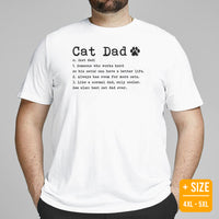 Cat Clothes & Attire - Funny Cat Dad Definition T-Shirt - Father's Day Gift Ideas, Presents For Cat Lovers & Owners - White, Plus Size