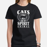 Cat Clothes & Attire - Funny Cat Dad & Mom Tee Shirts - Gift Ideas, Presents For Cat Lovers, Owners - Cats Are My Spirit Animal T-Shirt - Black, Women