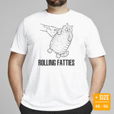 Cat Clothes & Attire - Funny Chonk Cat Mom & Dad Tee Shirts - Gifts For Cat Lovers & Owners - Rolling Fatties T-Shirt - White, Plus Size