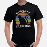 Cat Clothes & Attire - Funny Kitten Cat Dad & Mom Tee Shirts - Gift Ideas For Cat Lovers - My Therapist Has Purr And Paws T-Shirt - Black, Men