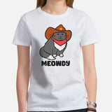 Cat Clothes & Attire - Funny Kitten Cat Dad & Mom Tee Shirts - Gift Ideas, Presents For Cat Lovers - Meowdy T-Shirt - White, Women