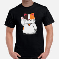 Cat Clothes & Attire - Funny Kitten Cat Dad & Mom Tee Shirts - Gift Ideas, Presents For Cat Lovers & Owners - Kawaii Calico Cat T-Shirt - Black, Men
