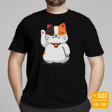 Cat Clothes & Attire - Funny Kitten Cat Dad & Mom Tee Shirts - Gift Ideas, Presents For Cat Lovers & Owners - Kawaii Calico Cat T-Shirt - Black, Plus Size
