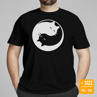 Cat Clothes & Attire - Funny Kitten Cat Dad & Mom Tee Shirts - Gift Ideas, Presents For Cat Lovers & Owners - Yin Yang Cats T-Shirt - Black, Plus Size