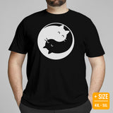 Cat Clothes & Attire - Funny Kitten Cat Dad & Mom Tee Shirts - Gift Ideas, Presents For Cat Lovers & Owners - Yin Yang Cats T-Shirt - Black, Plus Size