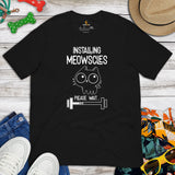 Cat Clothes & Attire - Funny Kitten Cat Dad & Mom Tee Shirts - Presents, Gift Ideas For Cat Lovers - Installing Meowscles T-Shirt - Black