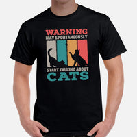 Cat Clothes & Attire - Funny Kitten Cat Dad & Mom Tee Shirts - Presents, Gift Ideas For Cat Lovers - May Start Talking About Cats Shirt - Black, Men