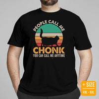 Cat Clothes & Attire - Funny Kitten Cat Dad & Mom Tee Shirts - Presents, Gift Ideas For Cat Lovers - People Call Me Chonk T-Shirt - Black, Plus Size