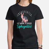 Cat Clothes & Attire - Funny Sphynx Cat Dad & Mom Tee Shirts - Gift Ideas For Cat Lovers - Introvert But Willing To Discuss T-Shirt - Black, Women