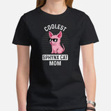 Cat Clothes & Attire - Funny Sphynx Cat Mom T-Shirts - Gift Ideas, Presents For Cat Lovers, Owners - Coolest Sphynx Cat Mom T-Shirt - Black, Women
