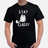 Cat Themed Clothes & Attire - Funny Cat Dad & Mom Tee Shirts - Gift Ideas, Presents For Cat Lovers & Owners - Stay Classy T-Shirt - Black, Men