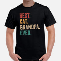 Cat Themed Clothes & Attire - Funny Cat Grandpa Tee Shirts - Gift Ideas, Presents For Cat Lovers & Owners - Best Cat Grandpa Ever Tee - Black, Men