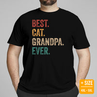 Cat Themed Clothes & Attire - Funny Cat Grandpa Tee Shirts - Gift Ideas, Presents For Cat Lovers & Owners - Best Cat Grandpa Ever Tee - Black, Plus Size