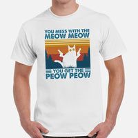 Cat Themed Clothes & Attire - Funny Cat Mom & Dad Tee Shirts - Presents, Gift Ideas For Cat Lovers - Don't Mess With The Meow T-Shirt - White, Men