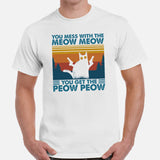 Cat Themed Clothes & Attire - Funny Cat Mom & Dad Tee Shirts - Presents, Gift Ideas For Cat Lovers - Don't Mess With The Meow T-Shirt - White, Men