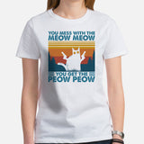 Cat Themed Clothes & Attire - Funny Cat Mom & Dad Tee Shirts - Presents, Gift Ideas For Cat Lovers - Don't Mess With The Meow T-Shirt - White, Women