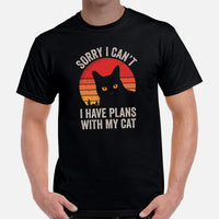 Cat Themed Clothes & Attire - Funny Cat Mom & Dad Tee Shirts - Presents, Gift Ideas For Cat Lovers - I Have Plans With My Cat T-Shirt - Black, Men