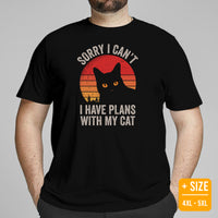 Cat Themed Clothes & Attire - Funny Cat Mom & Dad Tee Shirts - Presents, Gift Ideas For Cat Lovers - I Have Plans With My Cat T-Shirt - Black, Plus Size