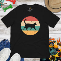 Cat Themed Clothes & Attire - Funny Kitten Cat Dad & Mom Tee Shirts - Presents, Gift Ideas For Cat Lovers - Vintage Cat T-Shirt - Black