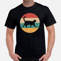 Cat Themed Clothes & Attire - Funny Kitten Cat Dad & Mom Tee Shirts - Presents, Gift Ideas For Cat Lovers - Vintage Cat T-Shirt - Black, Men