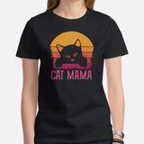 Cat Themed Clothes & Attire - Funny Kitten Cat Mom Tee Shirts - Gift Ideas, Presents For Cat Lovers & Owners - Cat Mama T-Shirt - Black, Women