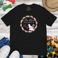 Cat Themed Clothes & Attire - Funny Kitten Cat Mom Tee Shirts - Presents, Gift Ideas For Cat Lovers - The More I Love My Cat T-Shirt - Black