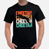 Cheetah 80s Retro Aesthetic T-Shirt - Panthera, Felid, Feline, Wild Big Cats Shirt - Gift for Safari Animal Lovers - Team Mascot Shirt - Black, Men