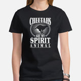 Cheetahs Are My Spirit Animal T-Shirt - Panthera, Felid, Feline, Wild Big Cats Shirt - Gift for Cheetah Lovers - Team Mascot Tee - Black, Women
