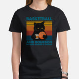 Christmas Gift for Basketball Lover, Coach & Player, Cat Lovers - Game Outfit - Basketball & Bourbon Because Murder Is Wrong T-Shirt - Black, Women