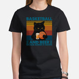 Christmas Gift Ideas for Basketball Lover, Coach & Player, Cat Lovers - Game Outfit - Basketball & Beer Because Murder Is Wrong T-Shirt - Black, Women