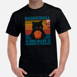 Christmas Gift Ideas for Basketball Lover, Coach & Player, Cat Lovers - Game Outfit - Funny Basketball Because Murder Is Wrong T-Shirt - Black, Men