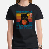 Christmas Gift Ideas for Basketball Lover, Coach & Player, Cat Lovers - Game Outfit - Funny Basketball Because Murder Is Wrong T-Shirt - Black, Women