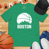Christmas Gift Ideas for Basketball Lover, Coach & Player - Senior Night, Game Outfit & Attire - Boston Skyline B-ball Fanatic T-Shirt - Kelly