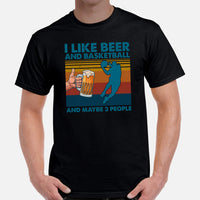 Christmas Gift Ideas for Basketball Lovers, Coach & Player, Beer Lovers - Game Outfit - I Like Basketball & Beer & Maybe 3 People Tee - Black, Men