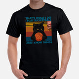 Christmas Gift Ideas for Basketball Lovers, Coach & Player, Cat Lovers - Game Outfit - Funny I Play Basketball And Know Things T-Shirt - Black, Men