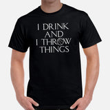 Christmas Gift Ideas for Basketball Lovers, Coach & Player, Wine & Beer Lovers - Game Outfit - Funny I Drink And I Throw Things T-Shirt - Black, Men