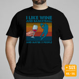 Christmas Gift Ideas for Basketball Lovers, Coach & Player, Wine Lovers - Game Outfit - I Like Basketball & Wine & Maybe 3 People Tee - Black, Plus Size