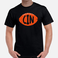 CIN T-Shirt - Cincinnati T-Shirt - Ohio State Tee - Game Day Shirt - Football Tee - Vintage Football Shirt - Gift for Football Fan & Lover - Black, Men