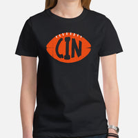 CIN T-Shirt - Cincinnati T-Shirt - Ohio State Tee - Game Day Shirt - Football Tee - Vintage Football Shirt - Gift for Football Fan & Lover - Black, Women