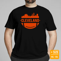 Cleveland Skyline Football Fanatic Vintage Graphic T-Shirt: Ideal Gift for Him & Her, Football Fans - Retro Style Game Day Shirt - Black, Plus Size