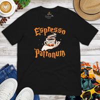 Coffee T-Shirt - Gift Ideas, Presents For Coffee Lovers, Connoisseur & Snobs - Coffee Date Outfit & Attire - Espresso Patronum Tee - Black