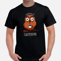 Coffee T-Shirt - Gift Ideas, Presents For Coffee Lovers, Connoisseur & Snobs - Coffee Date Outfit & Attire - Powered By Caffeine Shirt - Black, Men