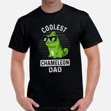 Coolest Chameleon Dad T-Shirt - Lizard Addiction & Charms Shirt - Gift for Reptile Dad & Pet Lover - Amphibians, Lacertilia Shirt - Black