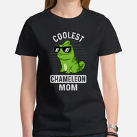 Coolest Chameleon Mom T-Shirt - Lizard Addiction & Charms Shirt - Gift for Reptile Mom & Pet Lover - Amphibians, Lacertilia Shirt - Black