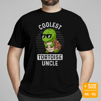 Coolest Tortoise Uncle T-Shirt - Loggerhead, Sea & Nautical Turtle Tee - Gift for Turtle Uncle & Animal Lovers - Zoo & Safari Shirt - Black, Plus Size