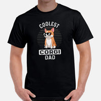Corgi Dog Themed Clothes & Attire - Gifts for Dog Dads & Lovers - Funny Canine Tee Shirts For Humans - Coolest Corgi Dad T-Shirt - Black, Men