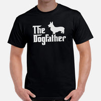 Corgi Dog Themed Clothes & Attire - Gifts for Dog Dads & Lovers - Funny Canine Tee Shirts & Outfit For Humans - The Dogfather T-Shirt - Black, Men