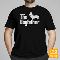 Corgi Dog Themed Clothes & Attire - Gifts for Dog Dads & Lovers - Funny Canine Tee Shirts & Outfit For Humans - The Dogfather T-Shirt - Black, Plus Size